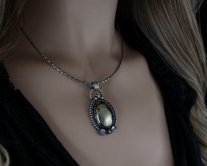 EKRJ746  Apache Gold Pyrite One-of-a-kind Silver Necklace