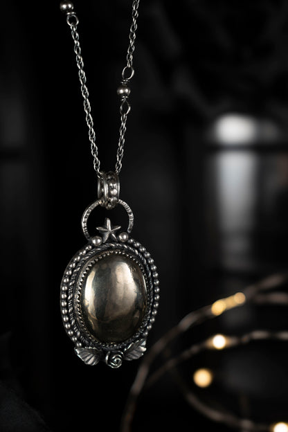 EKRJ746  Apache Gold Pyrite One-of-a-kind Silver Necklace