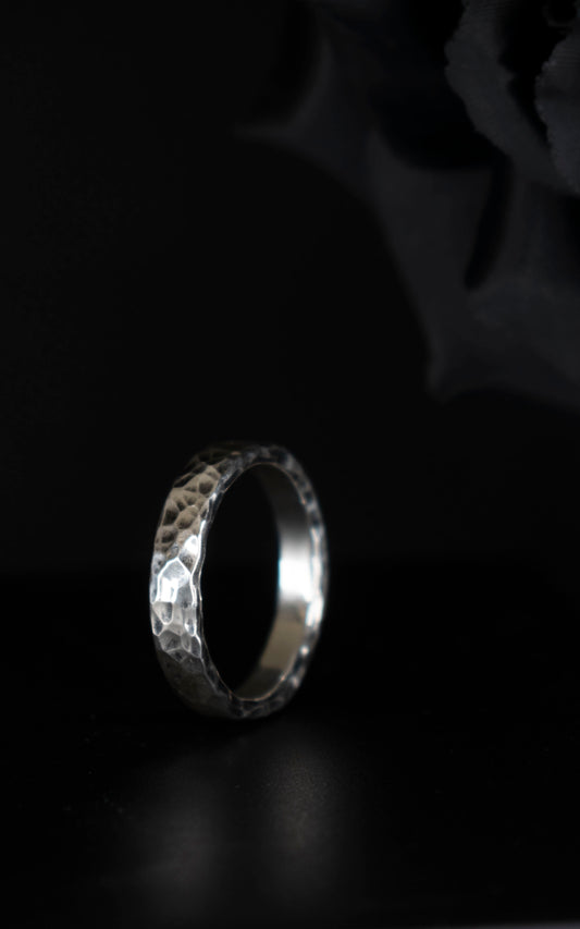 EKRJ764 Hammer Texture Handmade Silver Ring