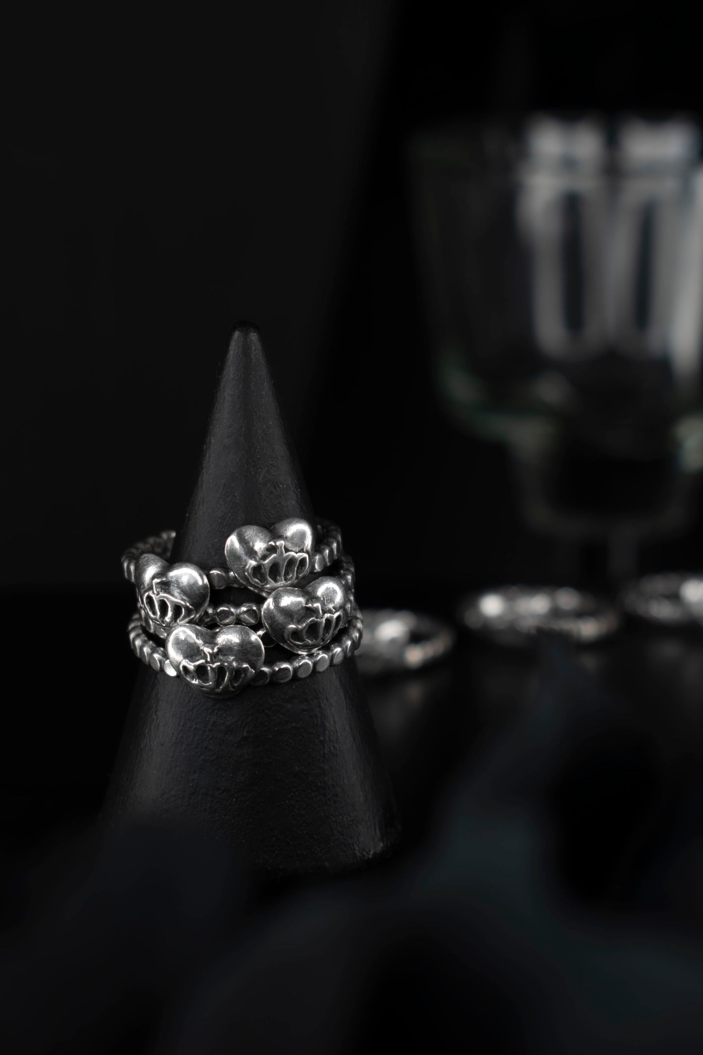 EKRJ779 Heart Crown Handmade Silver Ring