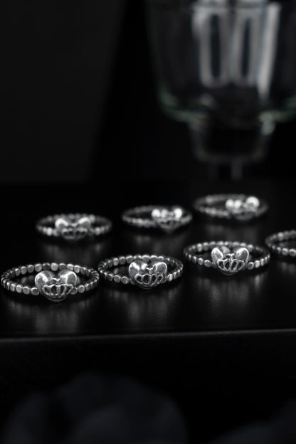 EKRJ779 Heart Crown Handmade Silver Ring