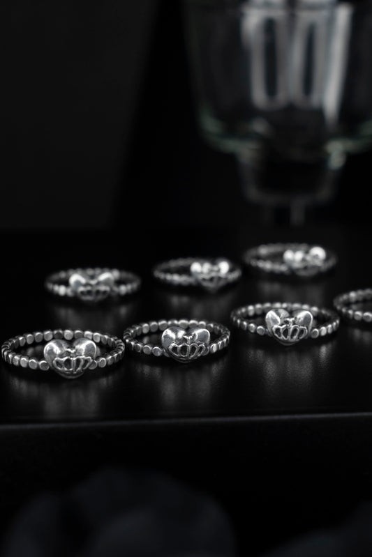 EKRJ779 Heart Crown Handmade Silver Ring