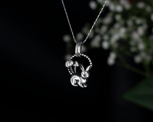 EKRJ789 Easter Bunny One-of-a-kind Handmade Silver Necklace