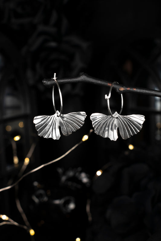 EKRJ802 Ginkgo Leaves Silver Earrings