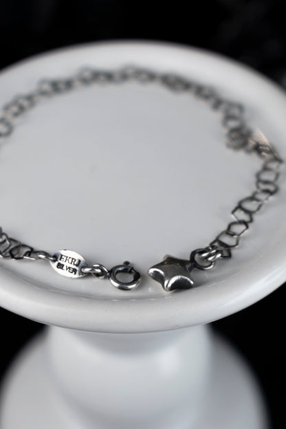 EKRJ1108 Handmade Flat Star Link Chain Bracelet with Star Charm