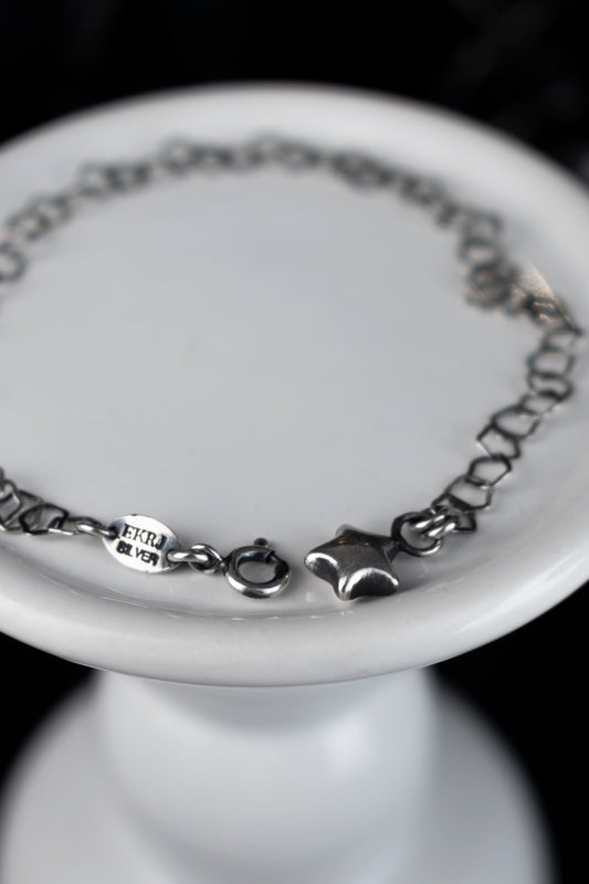 EKRJ1108 Handmade Flat Star Link Chain Bracelet with Star Charm