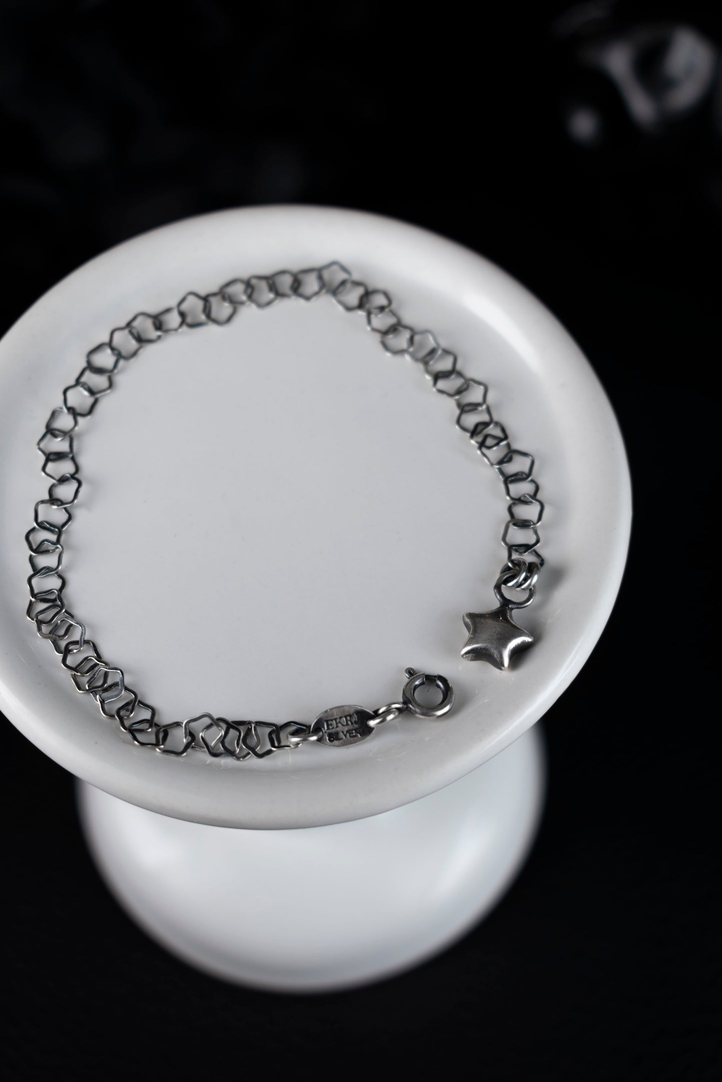 EKRJ1108 Handmade Flat Star Link Chain Bracelet with Star Charm