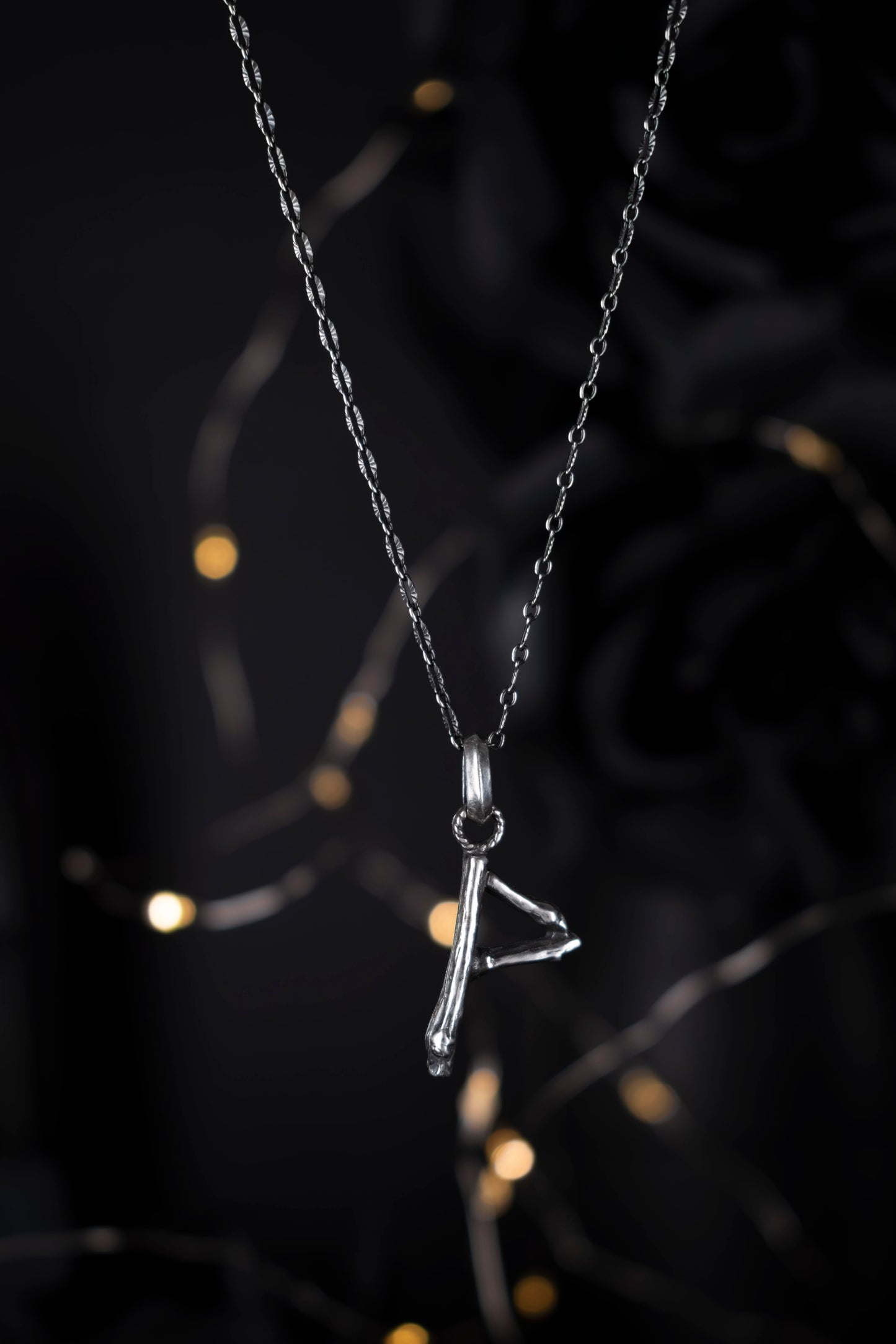 EKRJ891  Wunjo Viking Runes Silver Necklace
