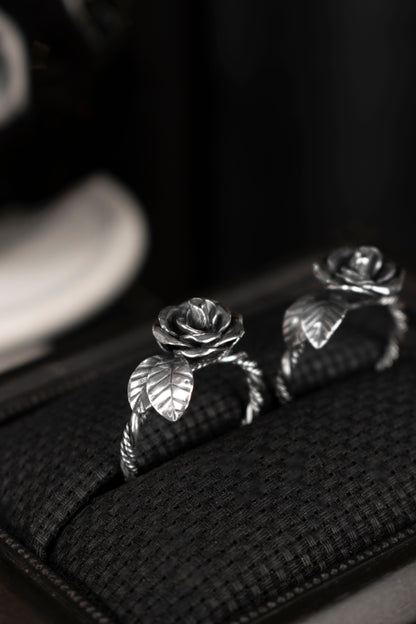 EKRJ917 Blooming Rose Silver Ring