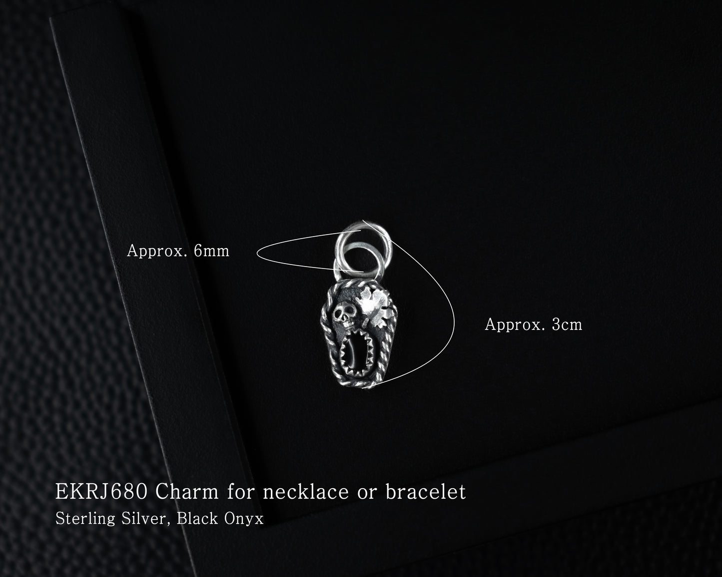EKRJ680 Sterling Silver Skull Charms with Black Onyx