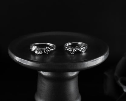 EKRJ624_ All Size_Minimalist Roes Handmade Silver Ring