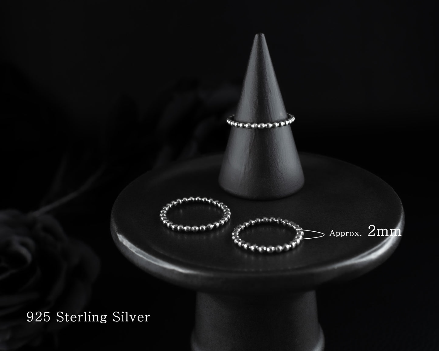 EKRJ500_ All Size_Minimalist little beaded Handmade Silver Ring