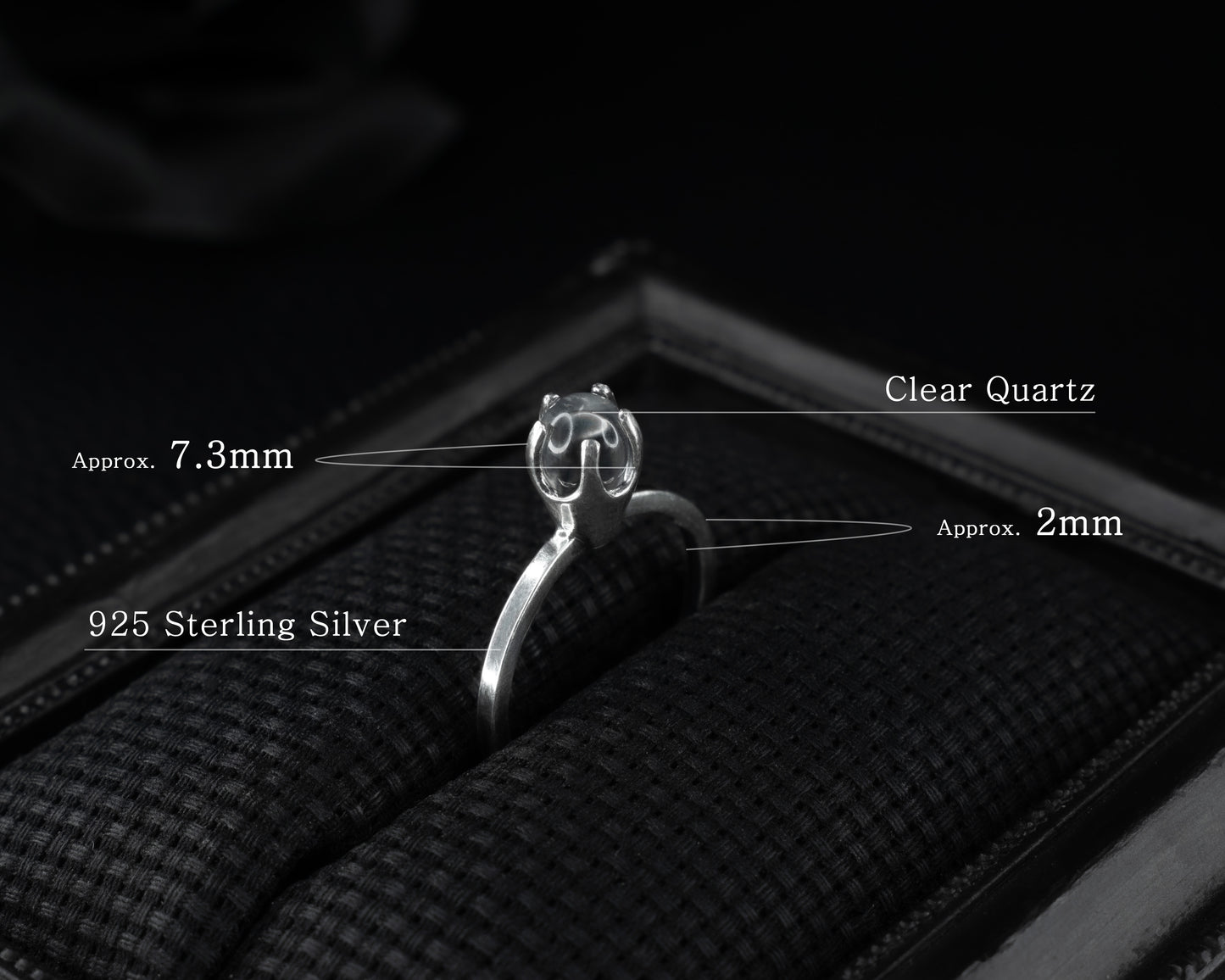EKRJ635 _Size8.5 _Clear Quartz Minimalist Handmade Silver Rings