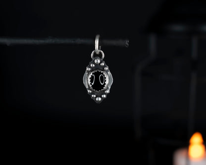 EKRJ651 Gothic Silver and Black Onyx Charm for Pendants or Bracelets