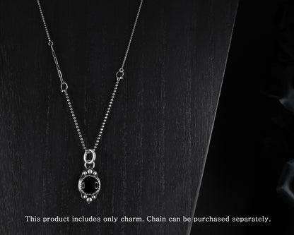EKRJ650 Gothic Silver and Black Onyx Charm for Pendants or Bracelets
