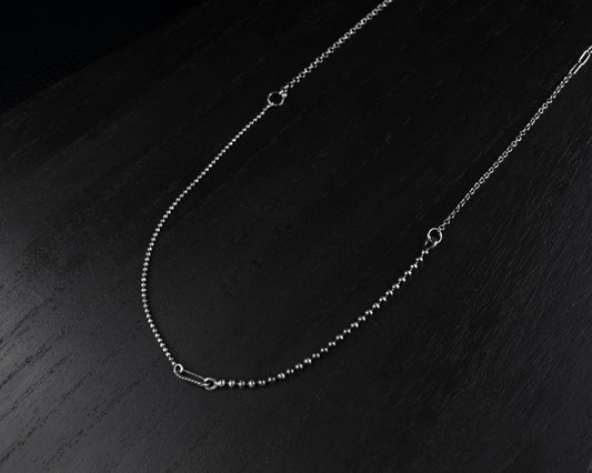 EKRJ658_Handmade Sterling Silver Mixed Chain Necklace