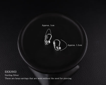 EKRJ663 Sterling Silver Pierce-free Clip On Hoop Earrings