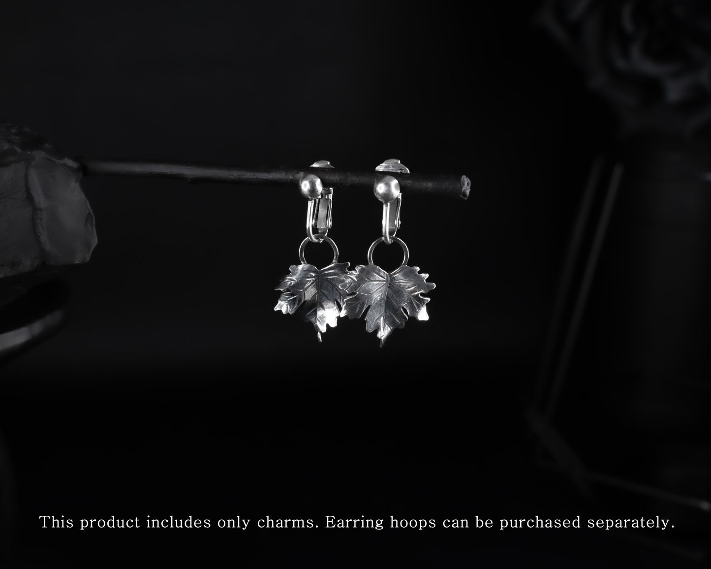 EKRJ667 Maple Leaves Silver Charms for Earrings