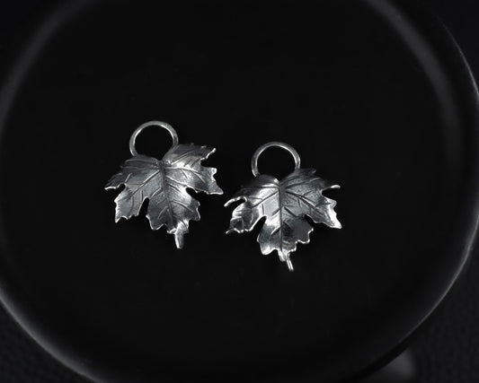 EKRJ667 Maple Leaves Silver Charms for Earrings