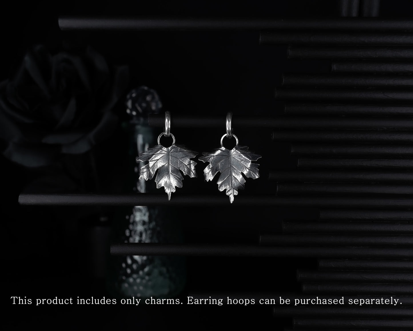EKRJ668 Maple Leaves Silver Charms for Earrings