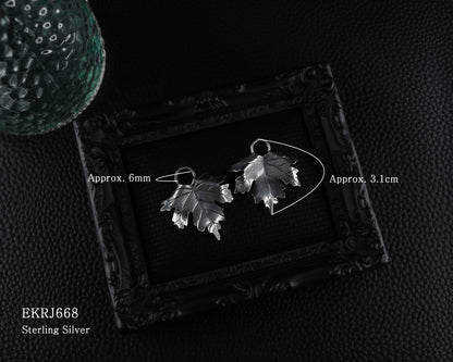 EKRJ668 Maple Leaves Silver Charms for Earrings