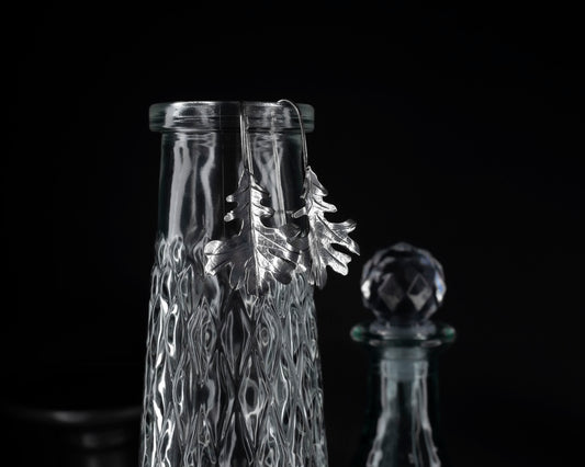 EKRJ700 Bur Oak Leaves Silver Earrings