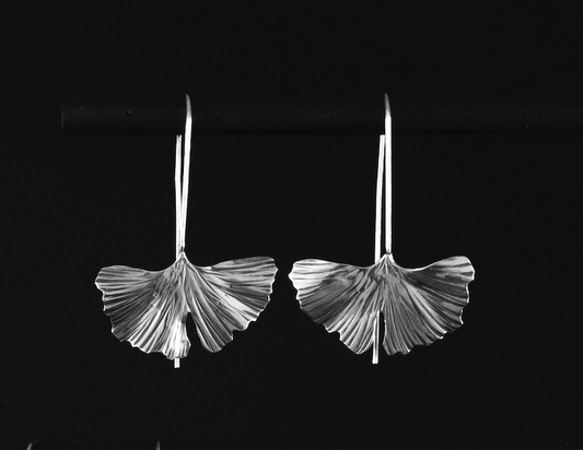 EKRJ701 Ginkgo Leaves Silver Earrings