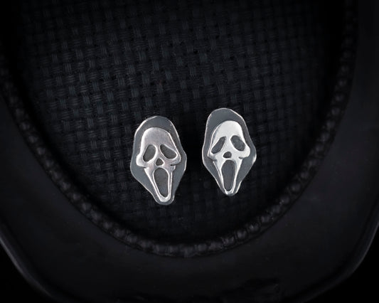 EKRJ710 Ghost Face,Scream Minimalist Sterling Silver Earrings