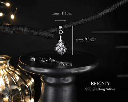 EKRJ717 Oak Leaf Drop Silver Earrings