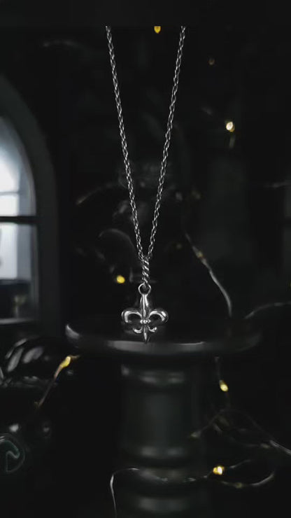 EKRJ1046 Fleur-de-lis Handcraft Silver Necklace