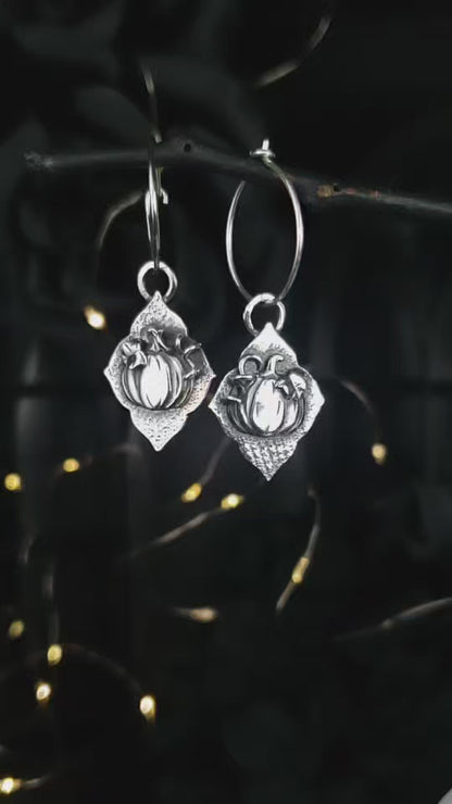 EKRJ725 Pumpkin Hoop Handmade Silver Earrings