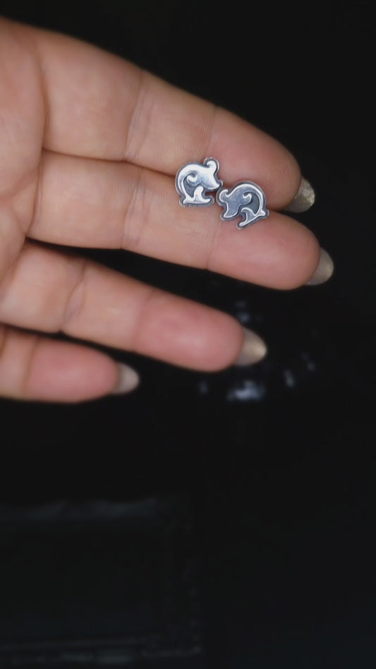 EKRJ850 Elegant Ornament Stud Handmade Silver Earrings