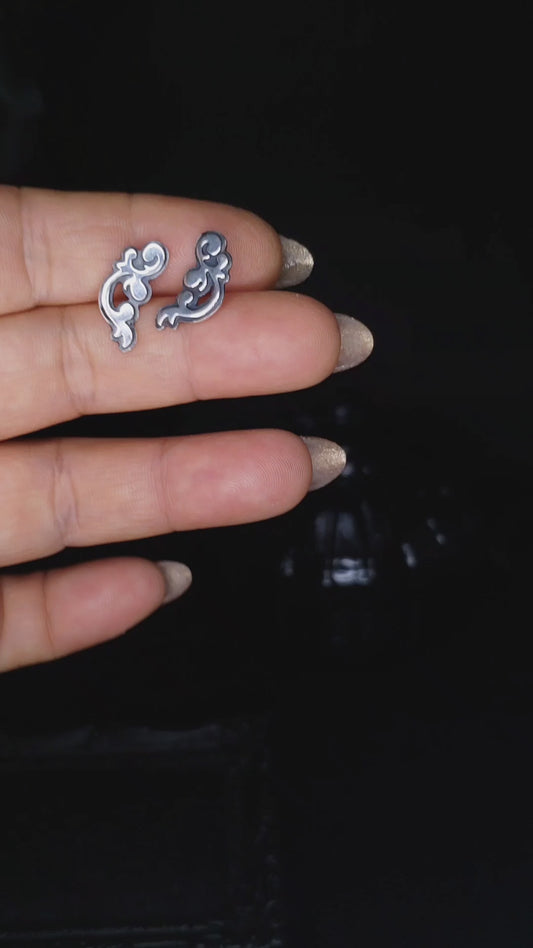 EKRJ851 Elegant Ornament Stud Handmade Silver Earrings