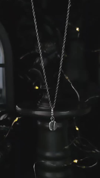 EKRJ419 Coffee Bean Silver Necklace