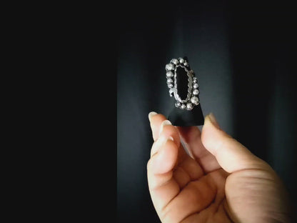 EKRJ442_Adjustable Size_Obsidian Silver Ring