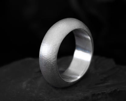 EKRJ360_Size7_Rough texture Half-Round Fine Silver Ring