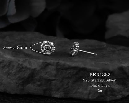 EKRJ383 Black Onyx Silver Earrings