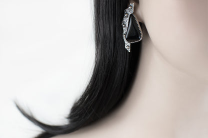 EKRJ431 Obsidian One-Of-A-Kind Handmade Silver Earrings