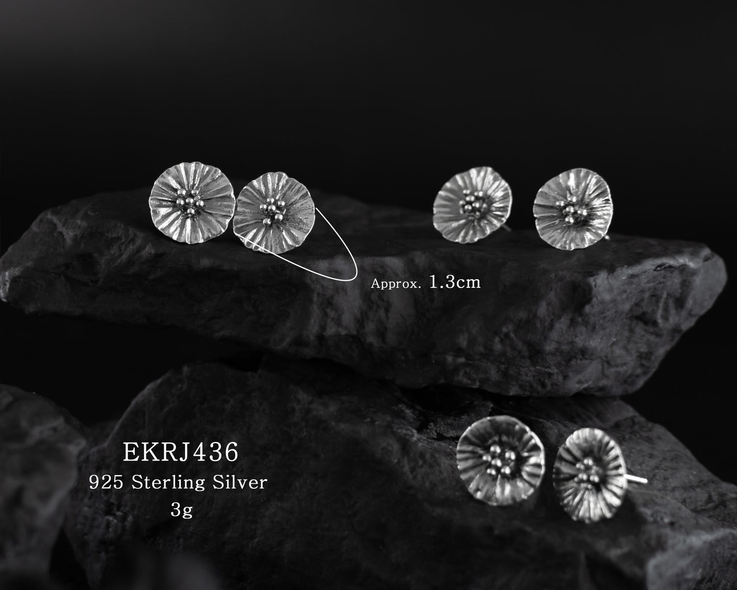 EKRJ436 Five Flowers Handmade Silver Earrings