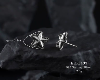 EKRJ433_Simple Star Handmade Silver Earrings