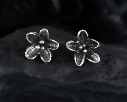 EKRJ438_Flower Handmade silver earrings