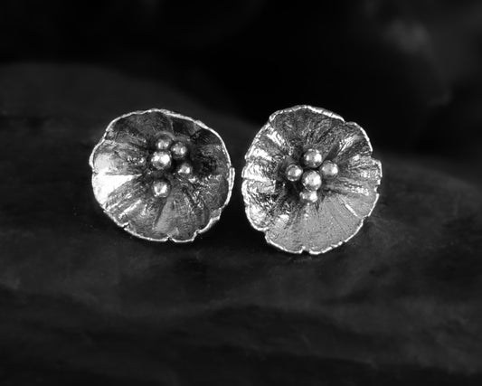 EKRJ439_Flower Handmade silver earrings