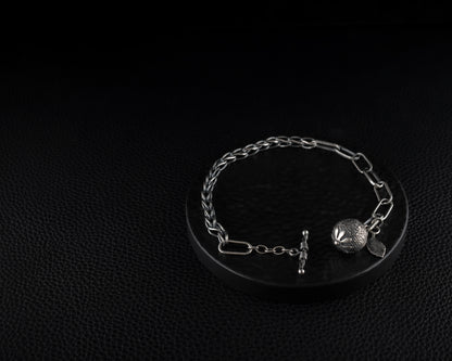 EKRJ472 Petal silver ball bracelet