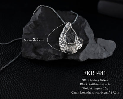 EKRJ481_Black Rutilated Quartz Necklace