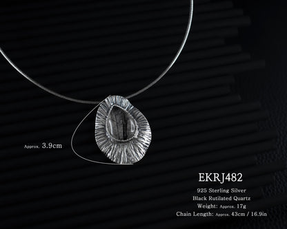 EKRJ482_Black Rutilated Quartz Necklace