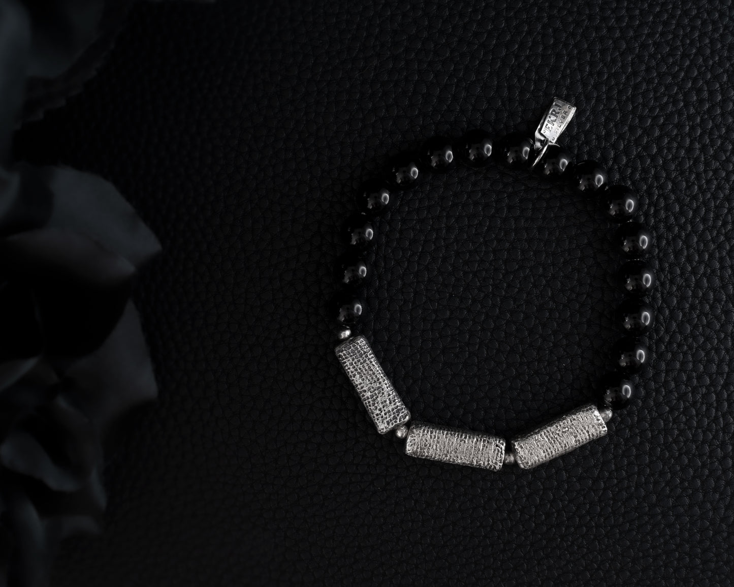EKRJ535 Black Onyx Rectangle Silver Bracelet