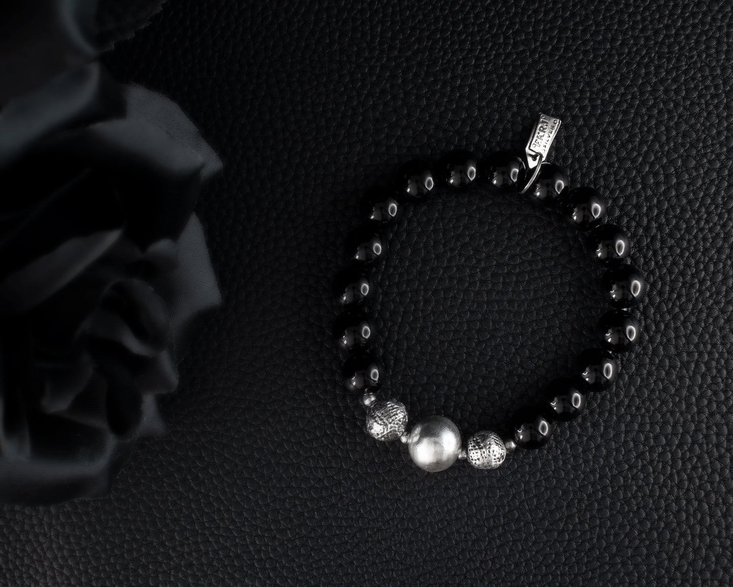 EKRJ538 Black Onyx Silver Bracelet