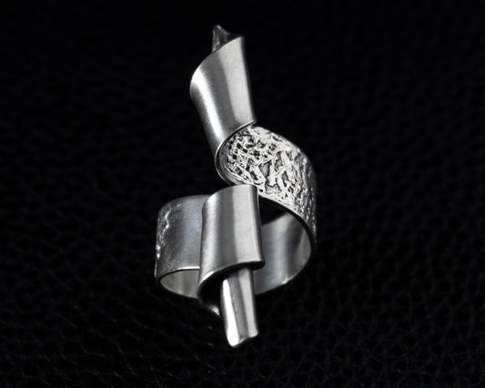 EKRJ551_Size6~9_Curly cue ribbon silver ring