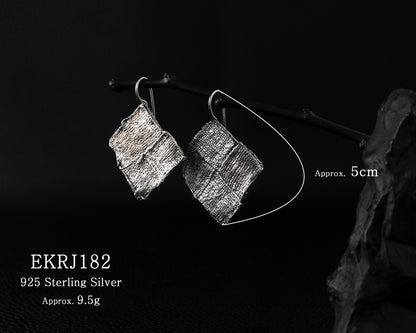EKRJ182 Fabric Texture Silver Unique Earrings