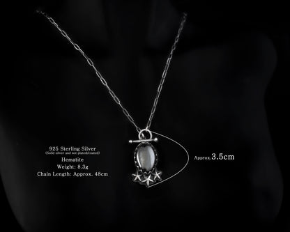 EKRJ555 Hematite Star Silver Necklace